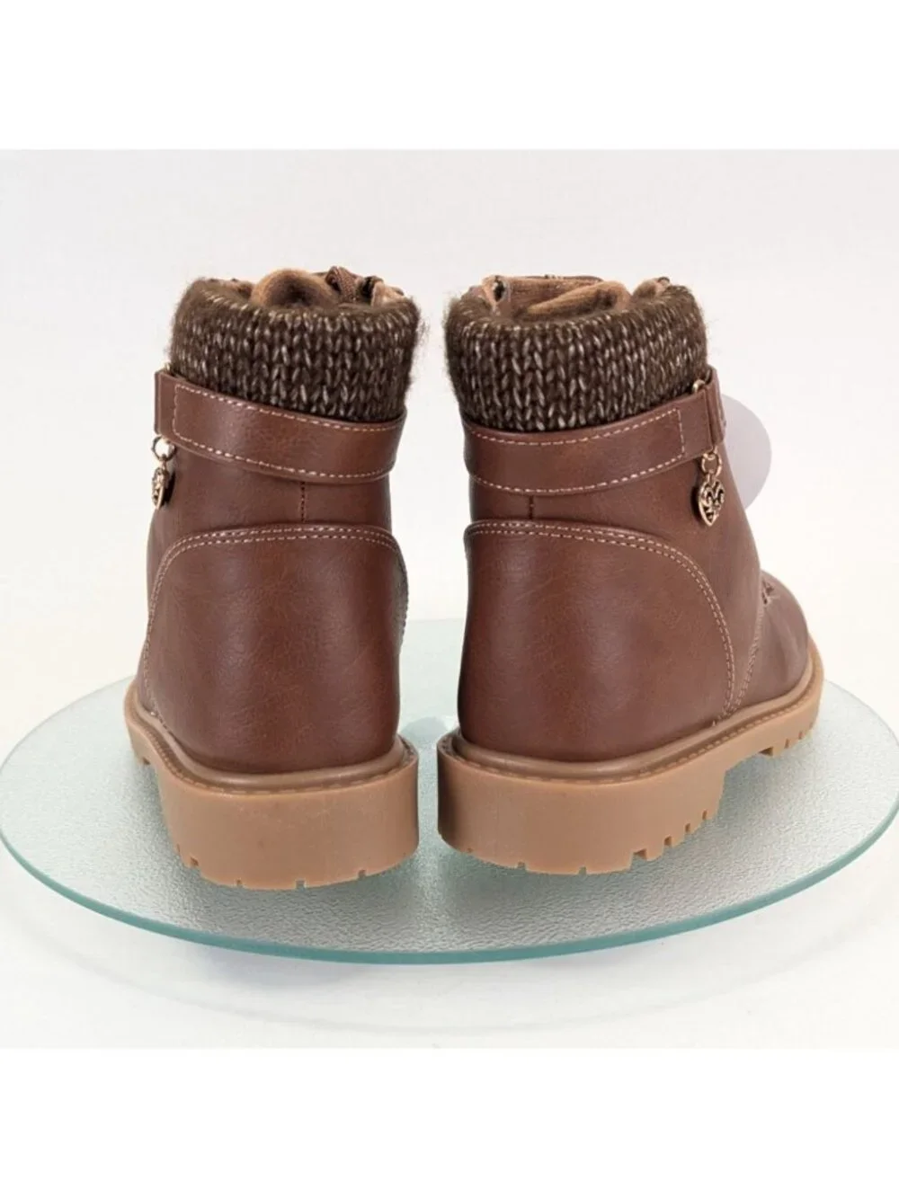Jellypop Ariadne 2 Girls 3M Boots Cognac Faux Leather Knit Cuff Lug Sole
